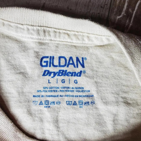 Gildan DryBlend Beige White and Brown Rodeo Crewneck T-Shirt Men's Size Large - Picture 11 of 11